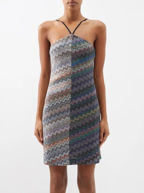Zigzag Halterneck Dress - Womens - Multi