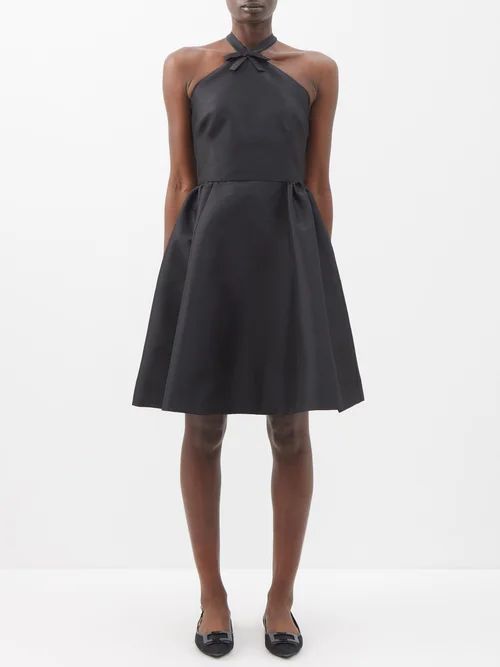 Jones Bow-tied Satin Sleeveless Mini Dress - Womens - Black