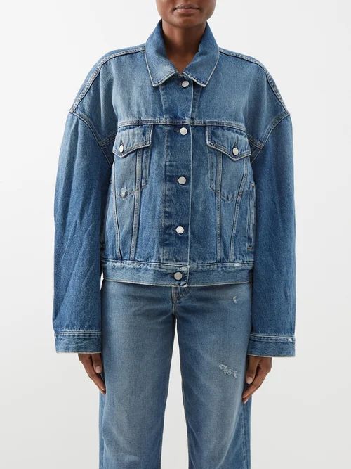 Oversized Denim Jacket - Womens - Mid Blue