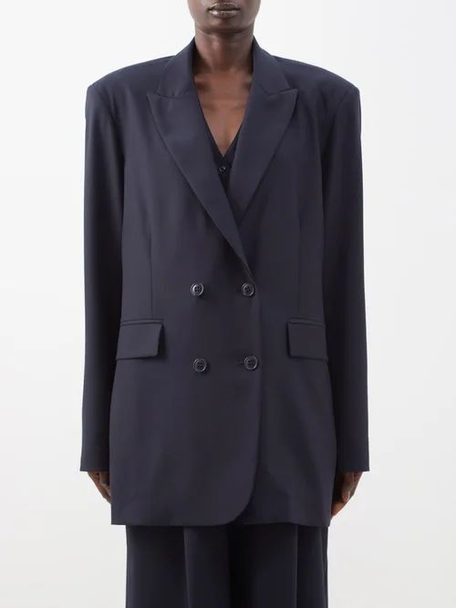 Soft Tailored Wool Suit Jacket - Womens - Navy
