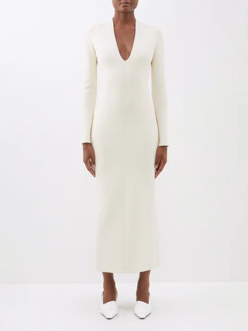 Odette Backless Jersey Midi Dress - Womens - Ivory