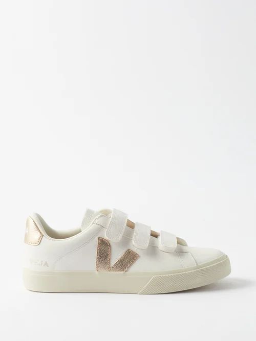 Recife Velcro Leather Trainers - Womens - White Gold