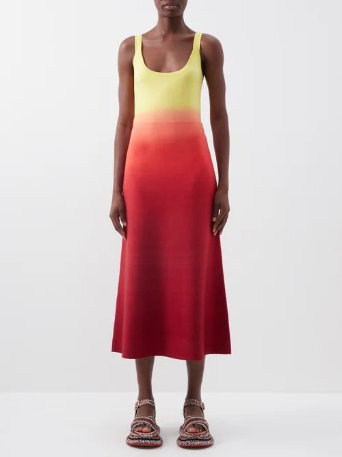 Valerie Tie-dye Wool-blend Midi Dress - Womens - Red Multi