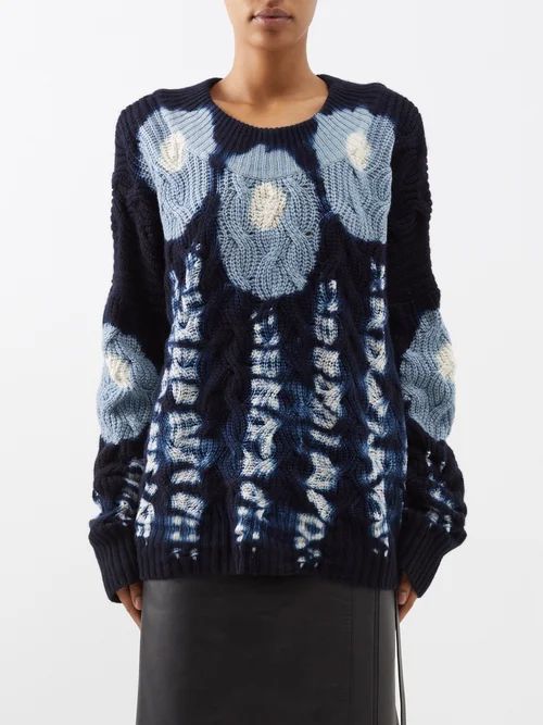 Lagune Shibori-dyed Cable-knit Cashmere Sweater - Womens - Blue Multi