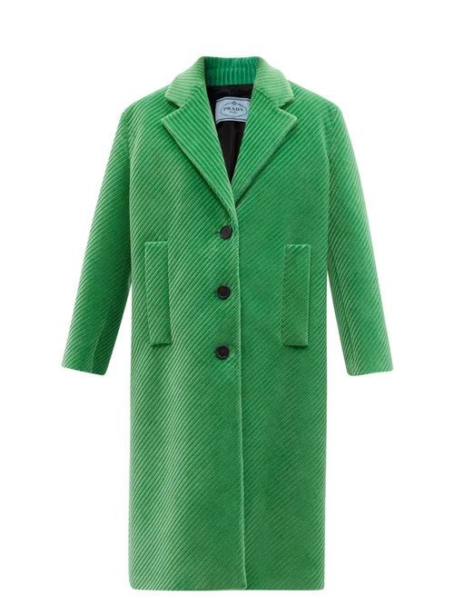 Single-breasted Cotton-blend Corduroy Coat - Womens - Green