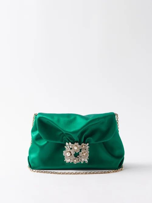 Bouquet Strass Mini Satin Bag - Womens - Green