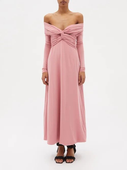 Cerna Twisted-bodice Crepe-jersey Dress - Womens - Pink