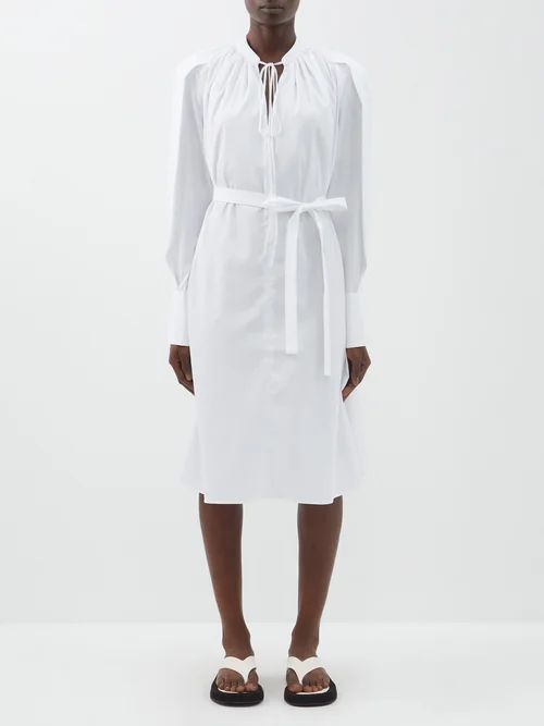 Penrose Cotton-poplin Midi Shirt Dress - Womens - White