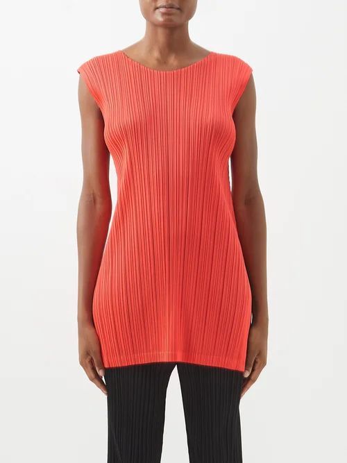 Technical-pleated Sleeveless Top - Womens - Red