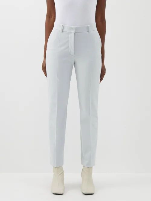 Cropped Crepe Tailored Trousers - Womens - White