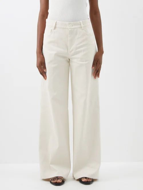Linen-denim Wide-leg Jeans - Womens - Natural