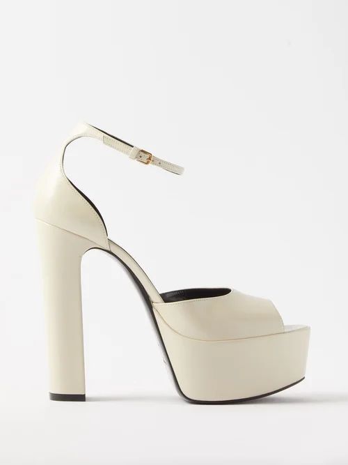 Jodie 95 Leather Platform Sandals - Womens - Off White