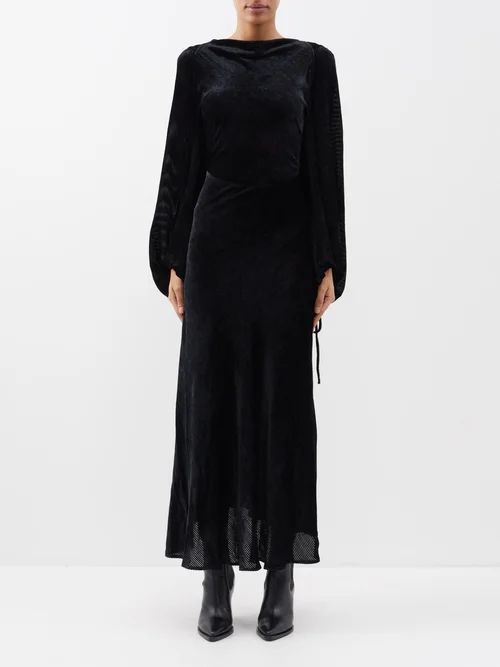 Avito Open-back Corduroy Maxi Dress - Womens - Black