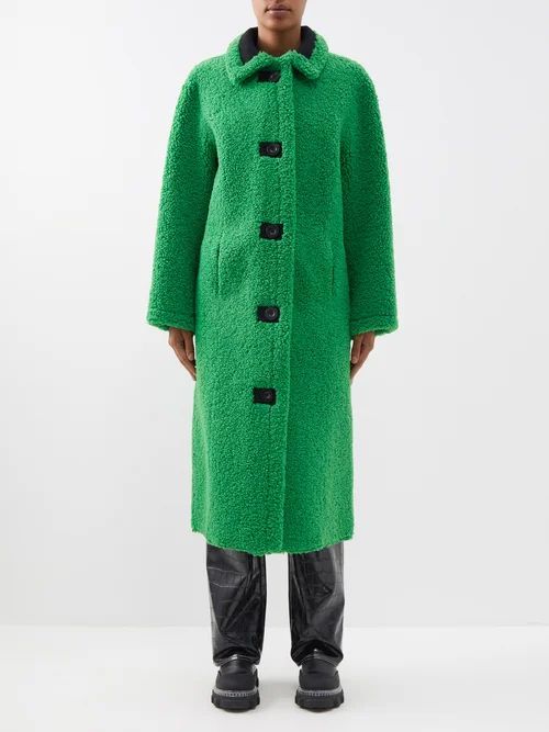 Kenca Reversible Faux-shearling Coat - Womens - Green Black