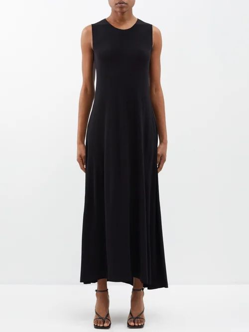 Round-neck Jersey Maxi Swing Dress - Womens - Black