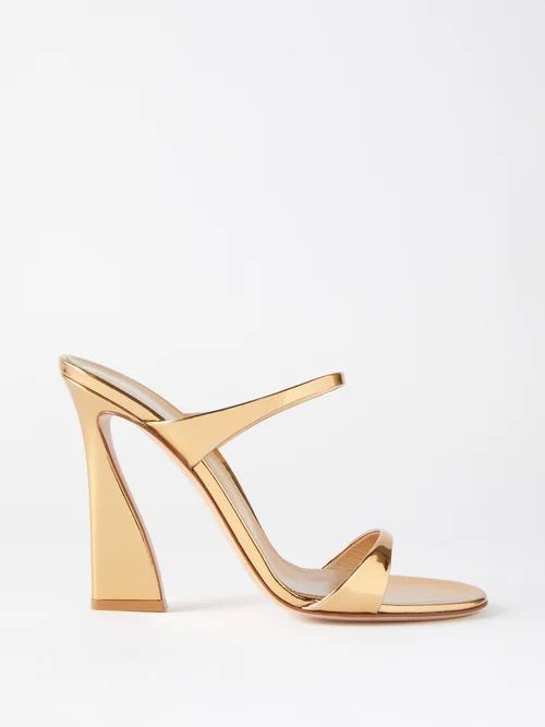 Aura Metallic-leather High-heel Mules - Womens - Gold
