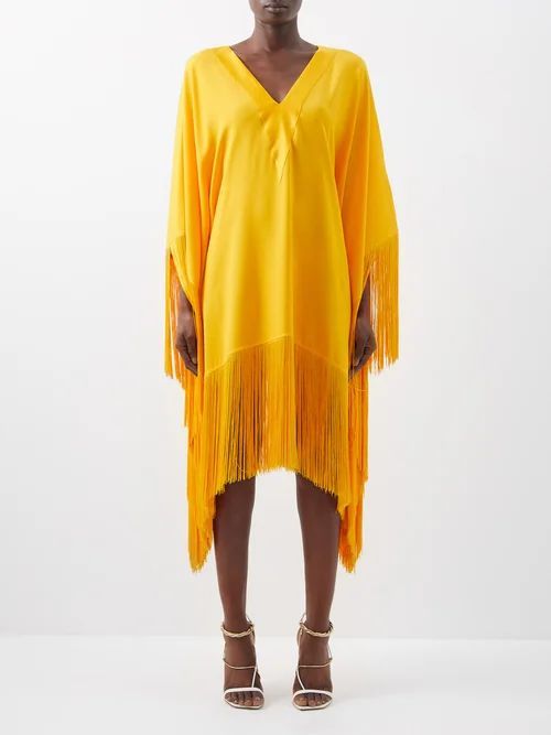 Very Ross Fringed-satin Kaftan Dress - Womens - Yellow