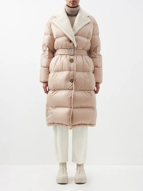 Gourguet Shearling-trimmed Quilted Down Coat - Womens - Beige