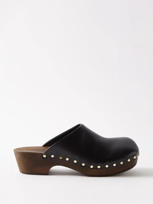 Lucca Studded Leather Clogs - Womens - Black