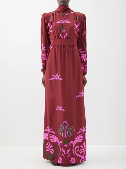 Galactic Feeling Silk-crepe De Chine Dress - Womens - Pink Multi