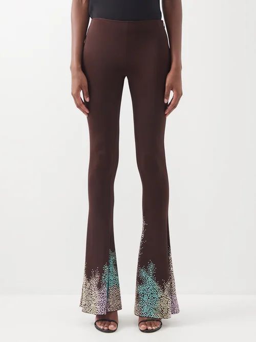 Koro Flame-crystal Jersey Flared Trousers - Womens - Chocolate