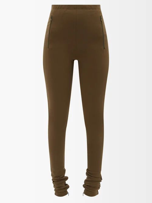 Wardrobe. nyc - Zip-pocket High-waisted Jersey Leggings - Womens - Khaki
