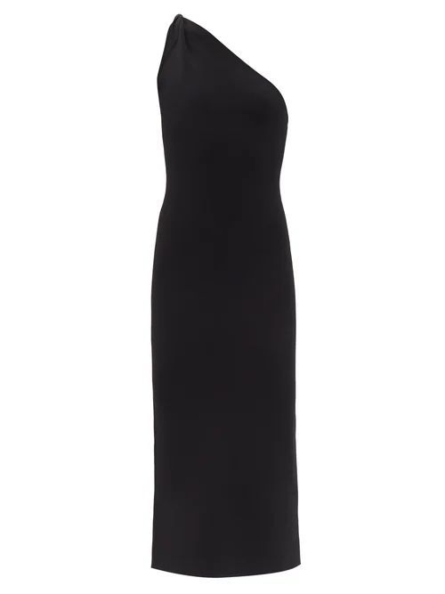 Persephone One-shoulder Knitted Dress - Womens - Black