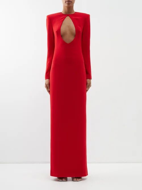 Cutout Crepe Gown - Womens - Red