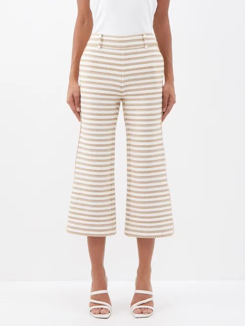 High Tide Striped Straight-leg Trousers - Womens - Cream Stripe