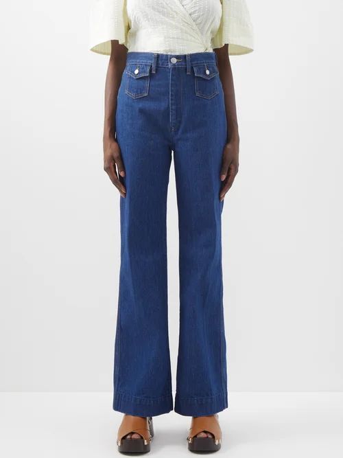 70s Pocket Wide-leg Jeans - Womens - Dark Denim