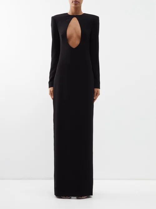 Cutout Crepe Gown - Womens - Black