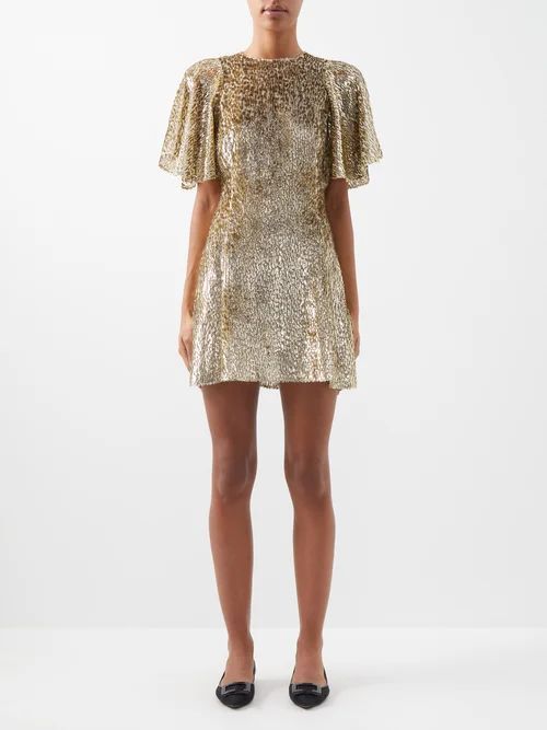 The Mini Midnight Tremors Devoré Mini Dress - Womens - Gold