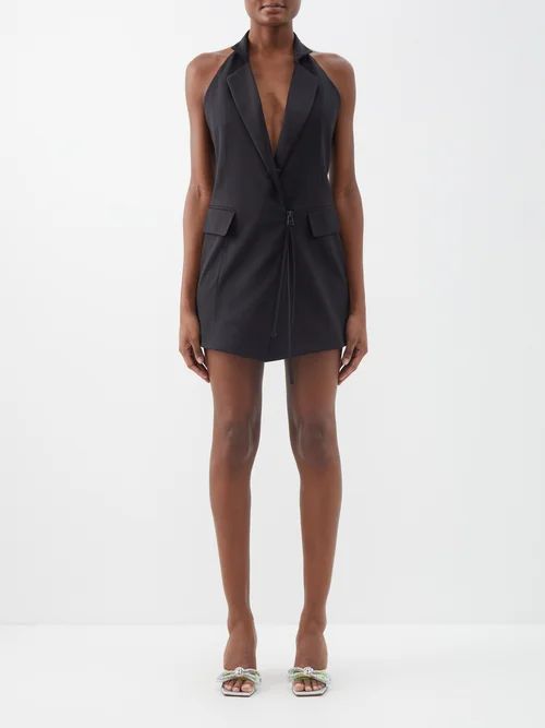 Adali Wool Tuxedo Mini Dress - Womens - Black