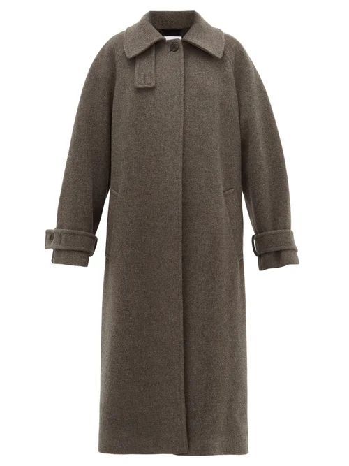 Oversized Raglan-sleeve Wool-blend Coat - Womens - Charcoal