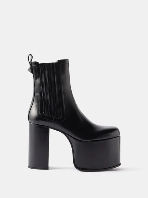 Club 125 Leather Platform Ankle Boots - Womens - Black