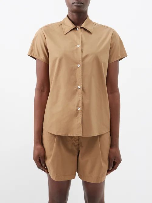 Marina Cotton-canvas Shirt - Womens - Brown