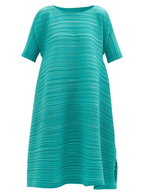Technical-pleated Trapeze Dress - Womens - Green