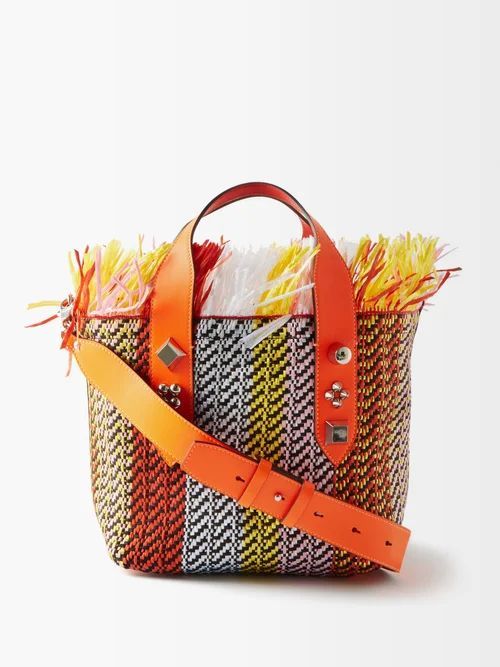 Frangibus Fringed Woven Basket Bag - Womens - Orange Multi