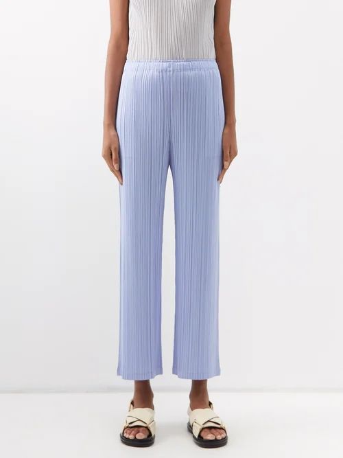 Technical-pleated Trousers - Womens - Light Blue