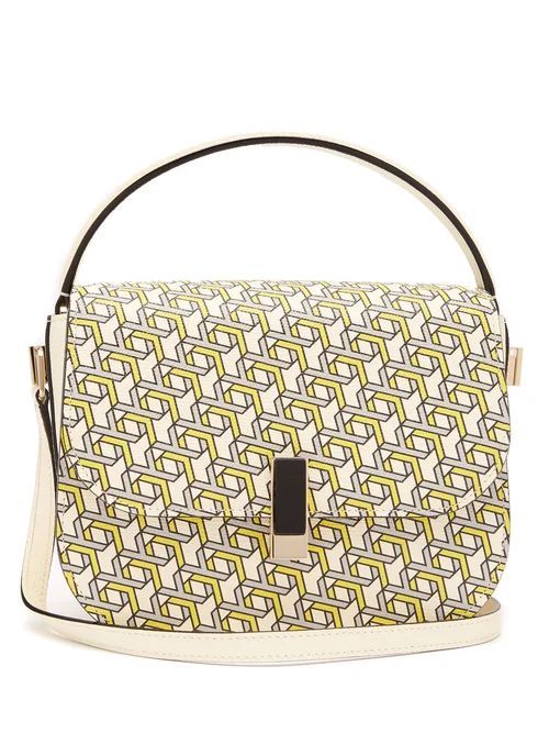 Valextra - Iside Xy-print Leather Cross-body Bag - Womens - Yellow Multi