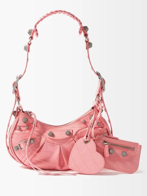 Cagole Xs Crocodile-effect Leather Shoulder Bag - Womens - Light Pink