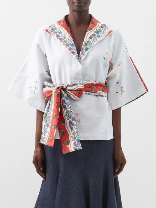 Kendima Patchworked Vintage-cotton Blouse - Womens - Multi