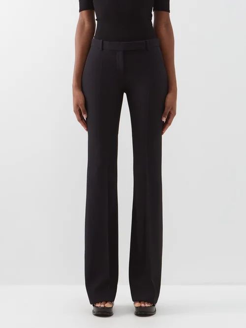 Crepe Bootcut Tailored Trousers - Womens - Black