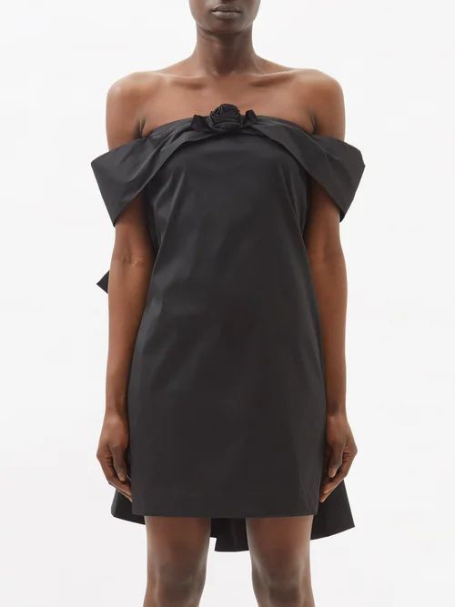 Sacha Off-the-shoulder Taffeta Mini Dress - Womens - Black