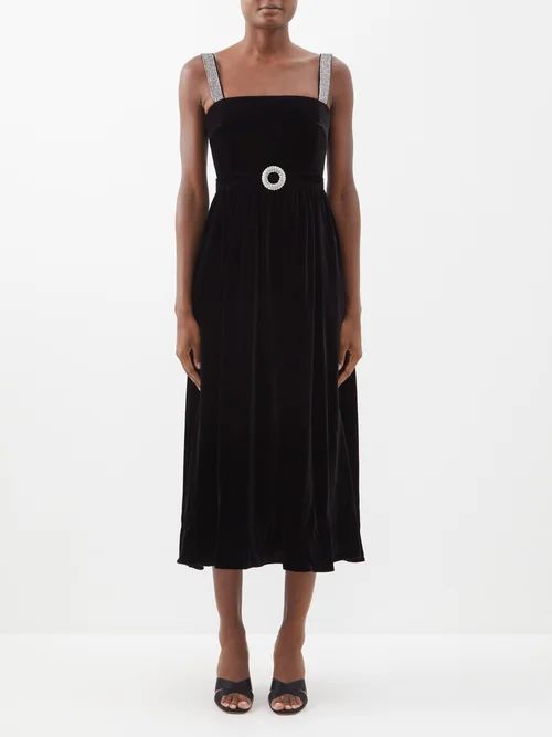 Ninet Crystal-embellished Velvet Dress - Womens - Black