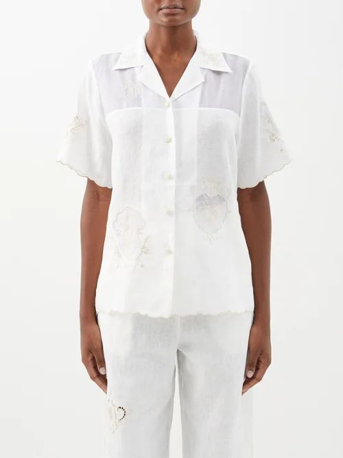Laurie Linen And Organza Shirt - Womens - White