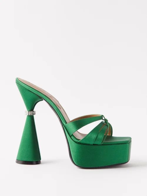 Sienna 130 Crystal-embellished Satin Mules - Womens - Emerald