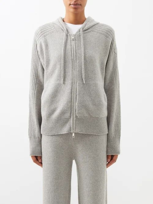 Zipped Cashmere-blend Hoodie - Womens - Grey