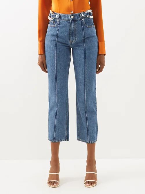 Chain-embellished Slim-fit Jeans - Womens - Mid Denim