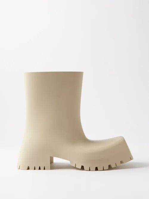 Trooper Square-toe Rubber Ankle Boots - Womens - Beige